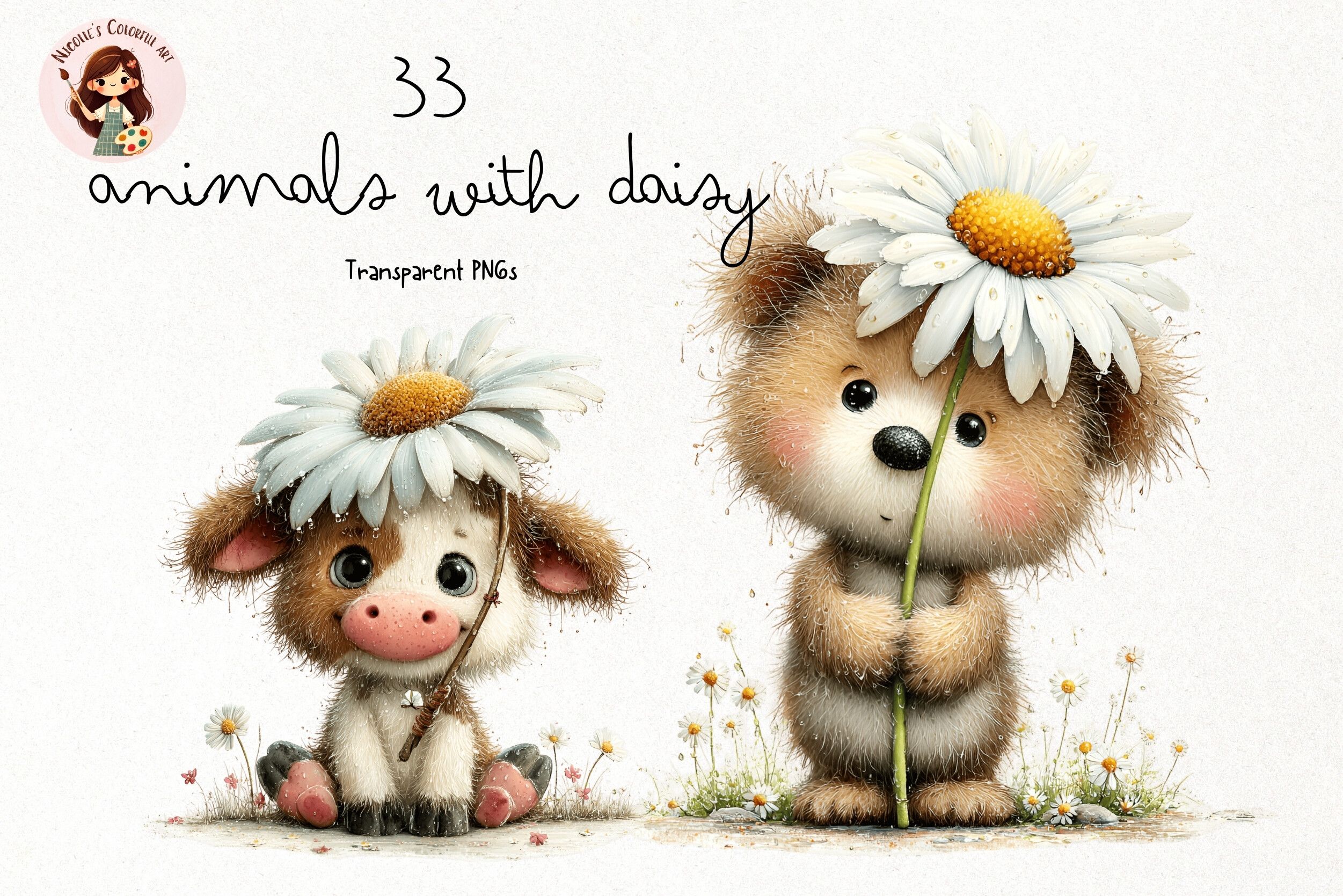 Daisy Animals Clipart PNG