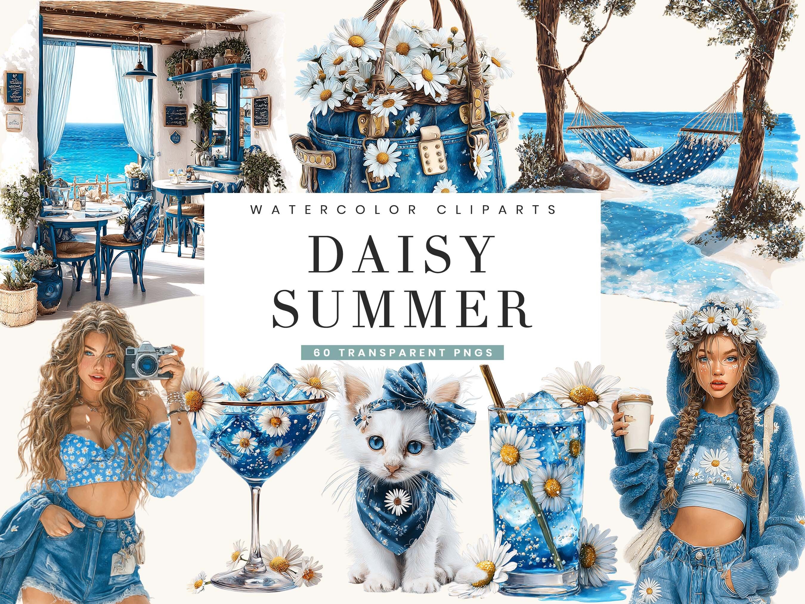 Watercolor Daisy Summer Clipart