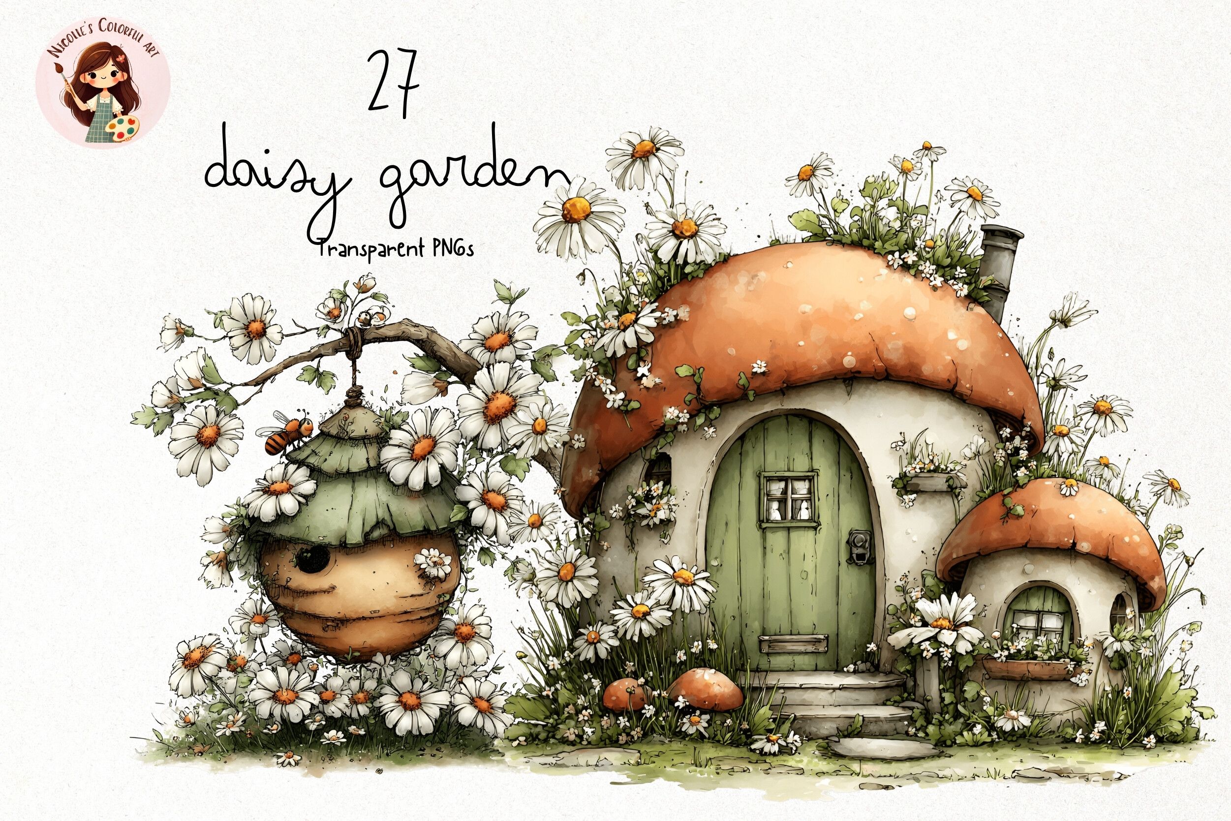 Daisy Garden Clipart PNG