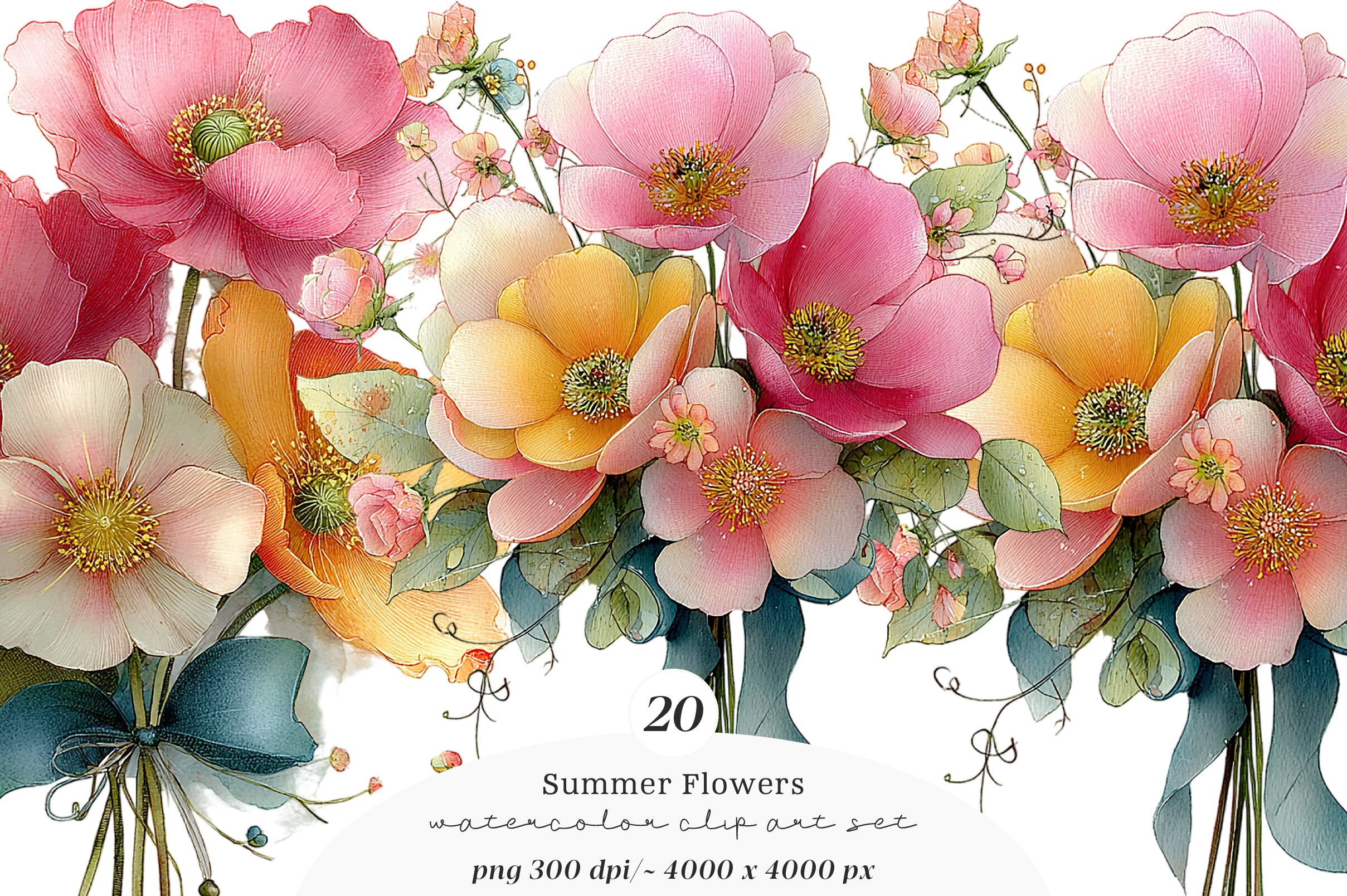 Summer Flowers Clipart Bundle