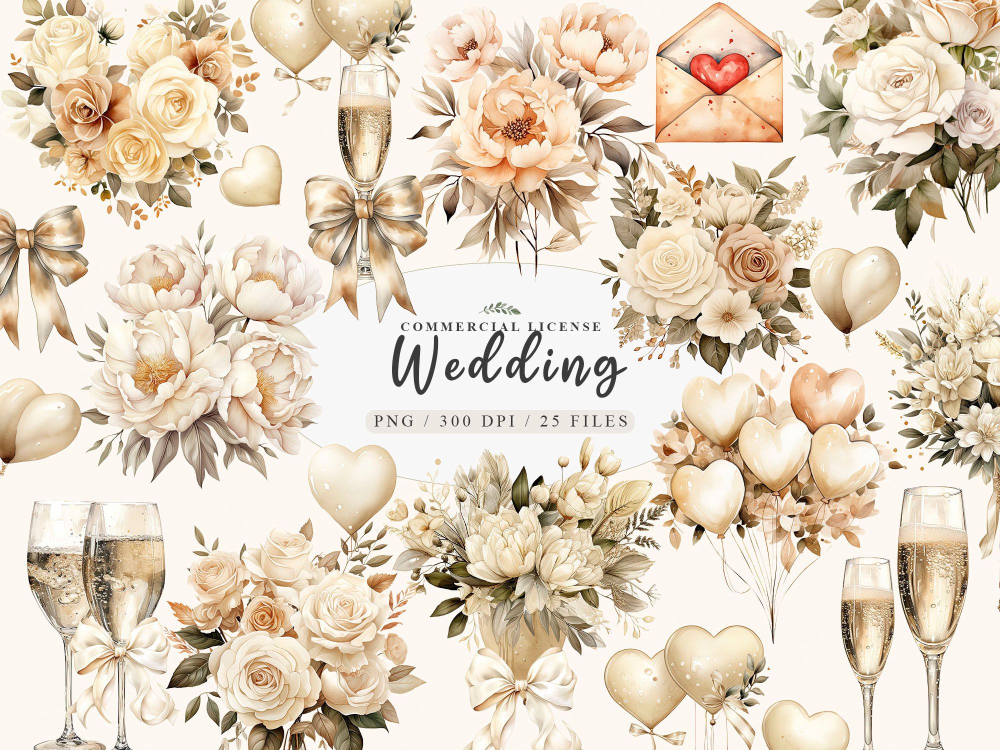 Peony Painting, Floral Wedding Icons,